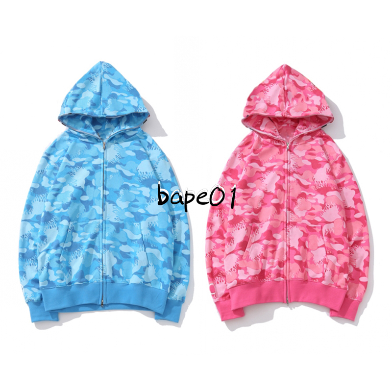 

Fashion Mens Designer Hoodies Blue Pink Men Women Camouflage Pattern Jacket Long Sleeve Mens High Quality Hip Hop Sweatshirts Size M-2XL, Black