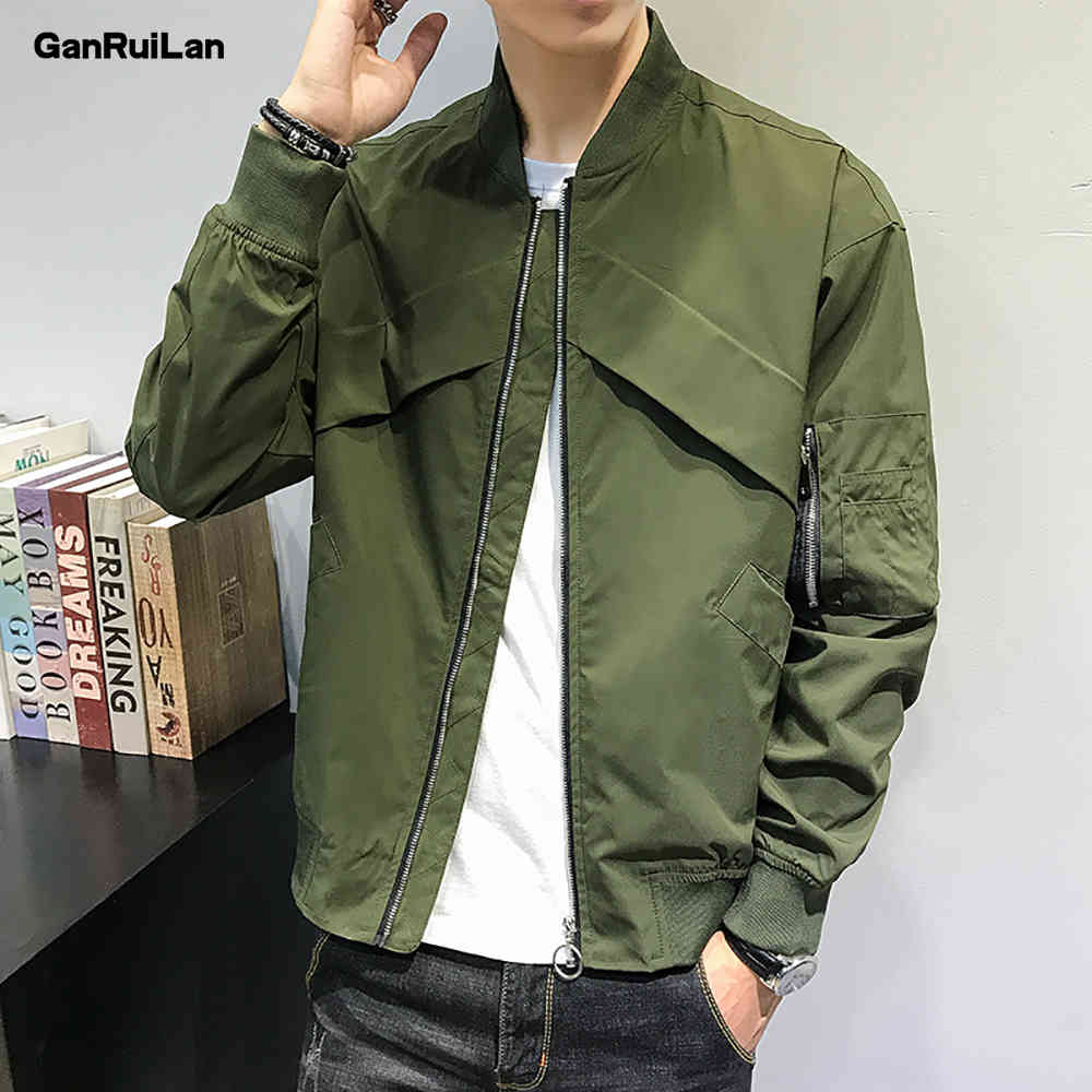 

Fashion Mens jackets and coats Men's bomber jacket Spring Autumn jacket men Army Outdoors clothes Casual streetwear B0758 210518, Black color
