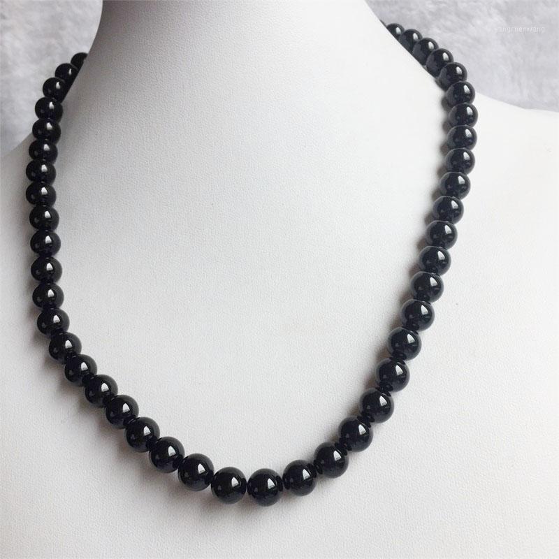 

Chains 4/6/810MM Elegant Black Agates Necklace Round Natural Onyx Gem Stone Choker Wedding Gift For Women Fashion Jewelry