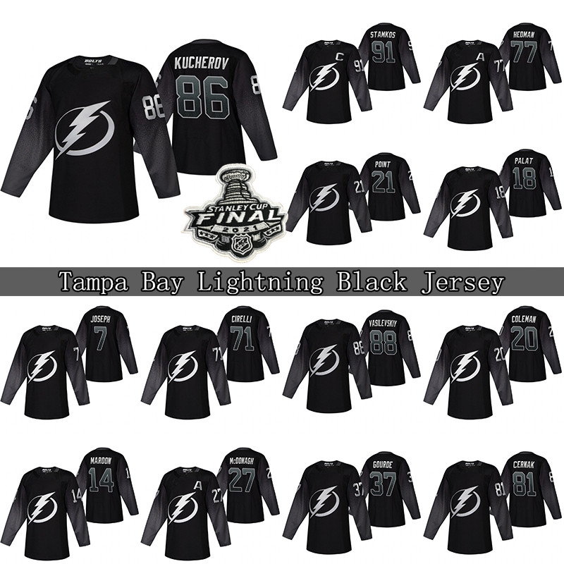 

86 Nikita Kucherov Tampa Bay Lightning Jersey 77 Victor Hedman 91 Stamkos 21 Brayden Point 71 Anthony Cirelli Black Hockey Jerseys, Black 21