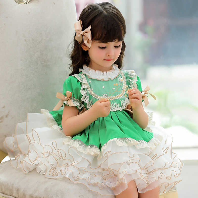 

Spanish Princess Dress for Baby Girls Vintage Lolita Ball Gown Children Birthday Party Turkey Dresses Infant Boutique Clothing 210615, Green