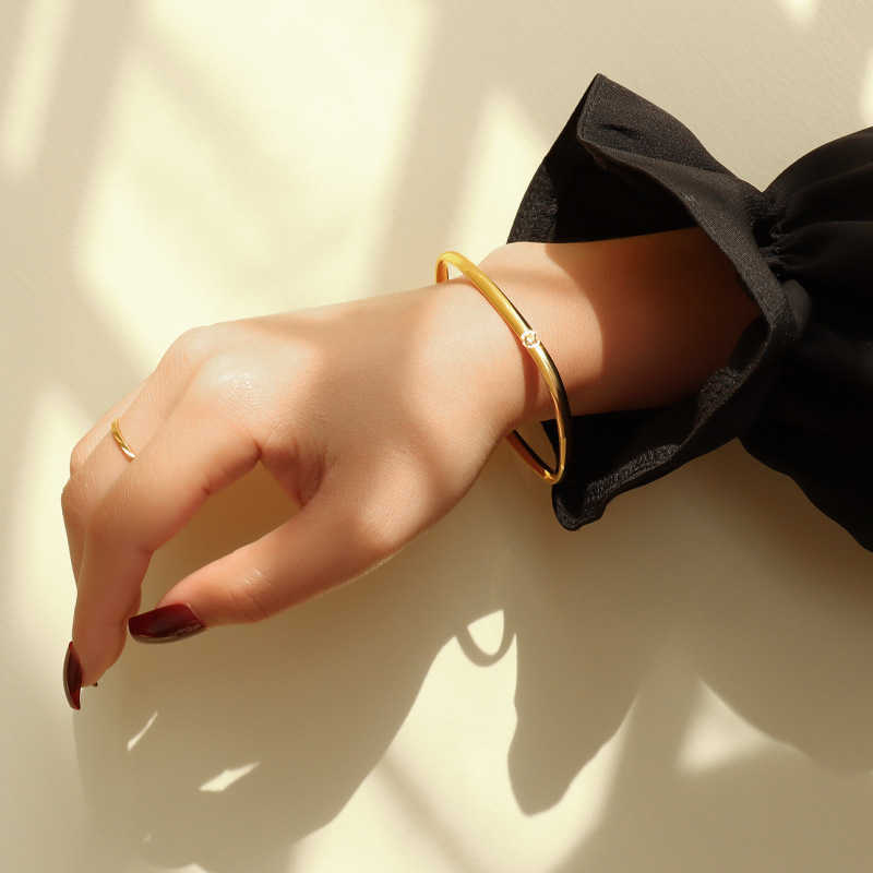 

2021 New Stainless Steel Jewelry Ins Geometric Small Zircon Bracelet Femininity Fashion Accessories Bsz211 Q0720