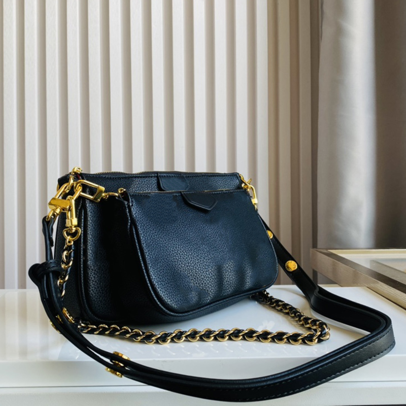 

High Quality Women Multi Pochette Crossbody Bag Lady Shoulder Bags Black Brown Leather Handbag Designers Purse with Box, Beige