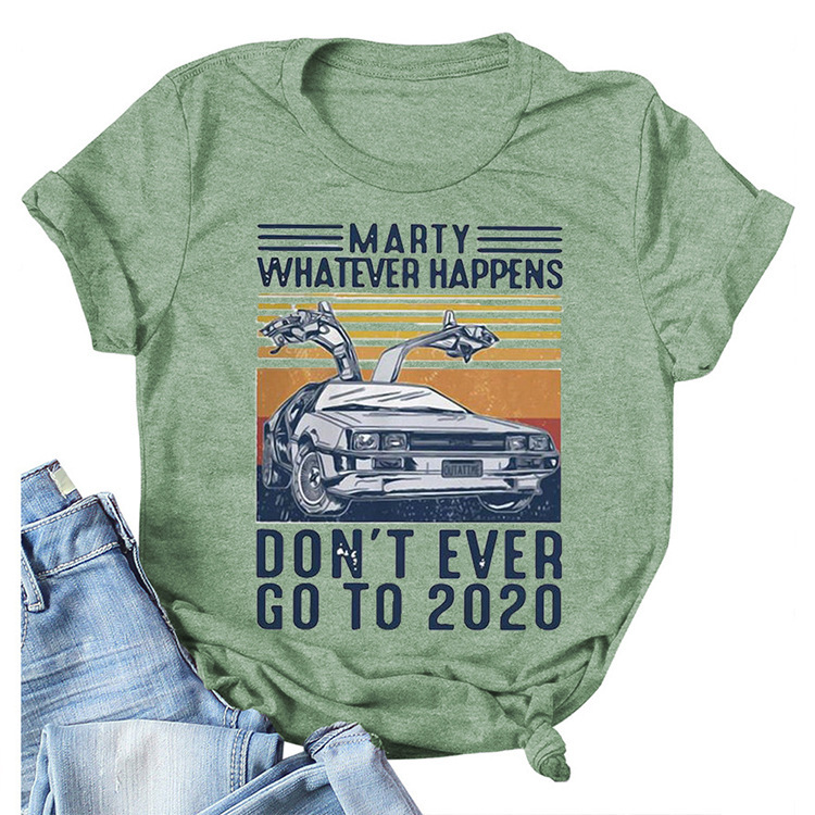 

Marty Whatever Happens Dont Ever Go to 2021 Vintage Shirts Hipster Driving Lovers Cotton Back To Future Film Digital Print Tees, Black