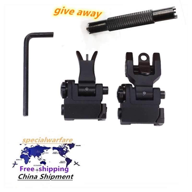 

Tactics Flip up Sights Front Rear Iron Sight Folding Design 20mm Rails Airsoft Rifle AR-15/M4/AR hunting Iron Sights