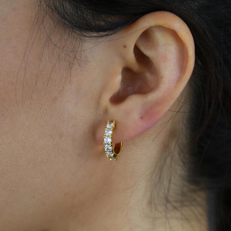 

Hoop & Huggie Geometric Mini Small Earring With 5a CZ Paved Round Silver Gold Color Hooping For Women Lady Wedding Jewelry