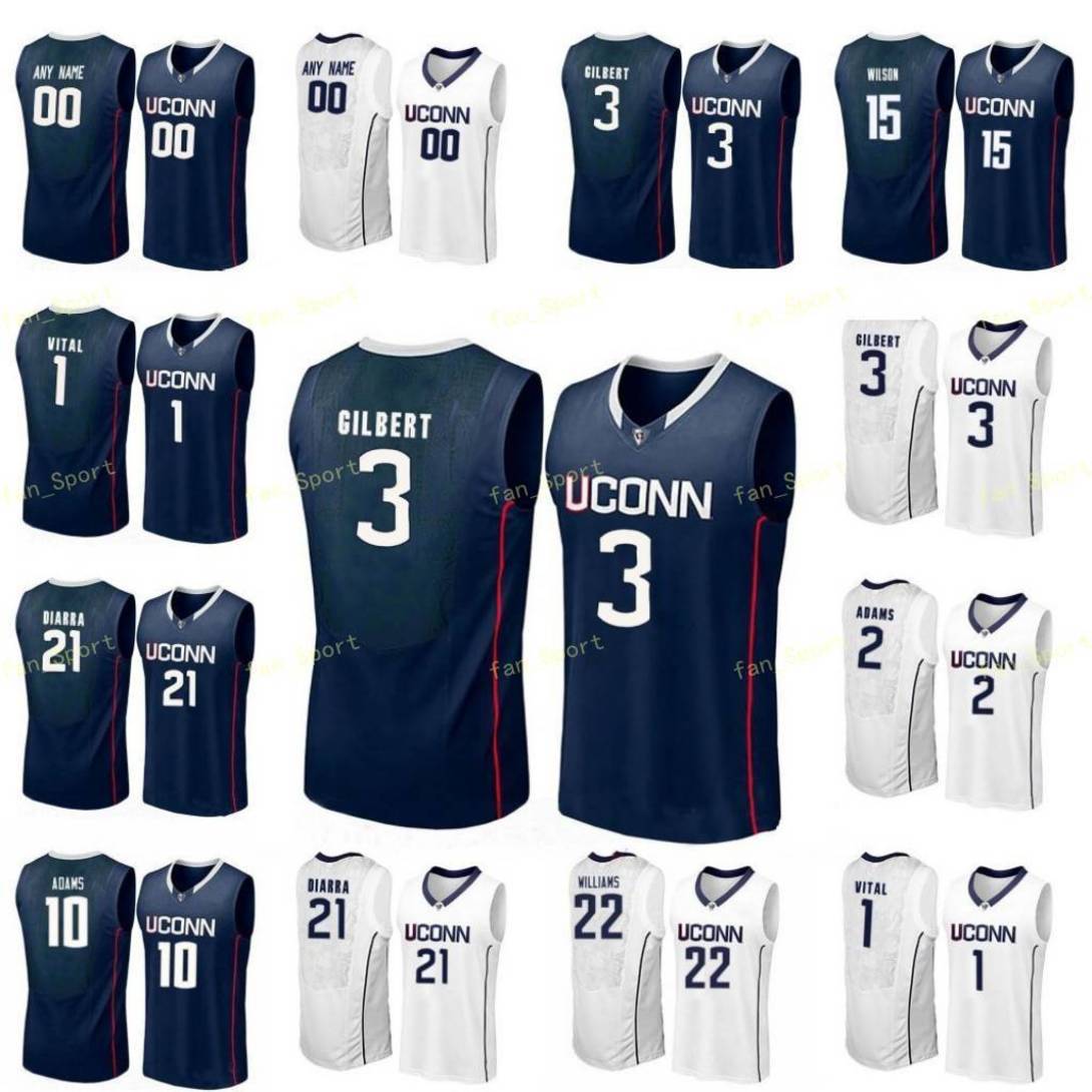 

NCAA College Uconn Huskies Basketball Jersey 2 Gianna Bryant 2 James Bouknight 2 Tarin Smith 21 Mamadou Diarra Custom Stitched, Black