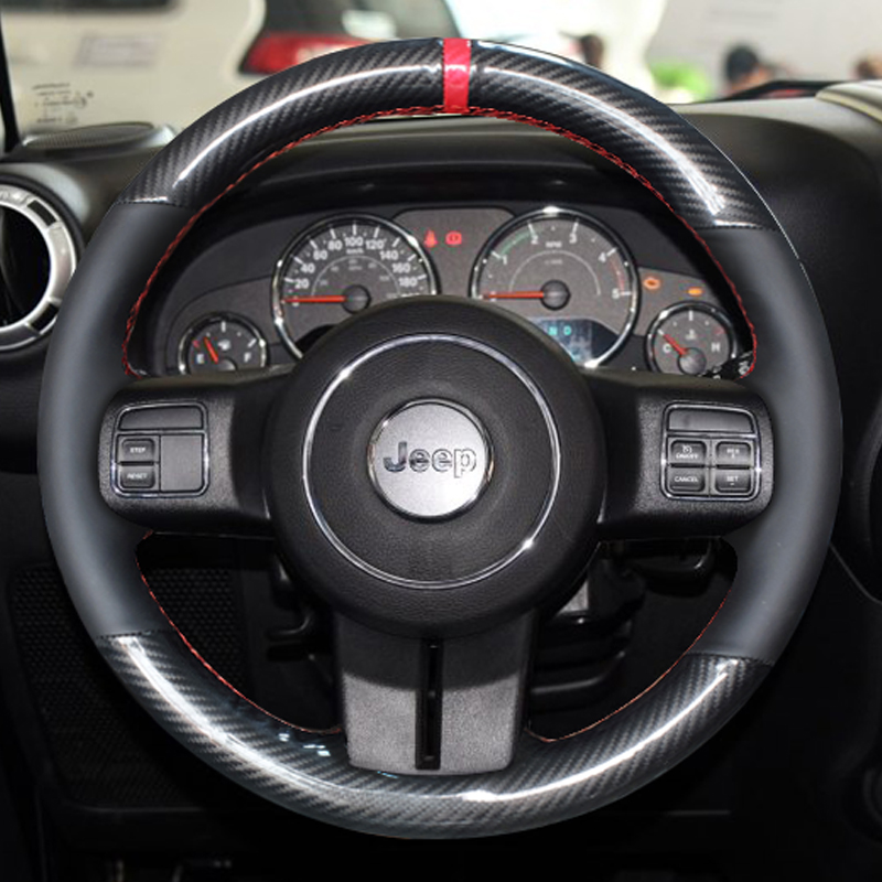 

For Jeep Cherokee Grand Cherokee Grand Commander DIY custom leather imitation peach wood hand stitched steering wheel cover car Accessories