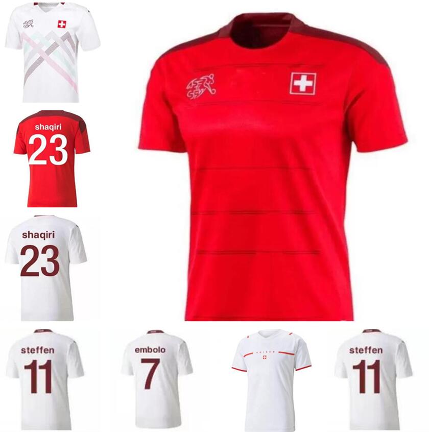 

21 22 Switzerland Soccer Jerseys Home Away 2021 2022 Seferovic Xhaha Elvedi Akanji Rodriguez Zakaria Embolo Behrami Shaqiri uniforms Football shirts