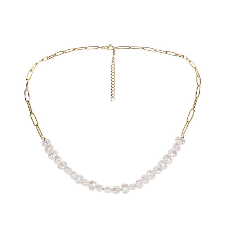 

Fashion Light Luxury Imitation Pearl Necklaces Stainless Steel Jewelry For Woman Gift Not Fade Wholesale Chokers