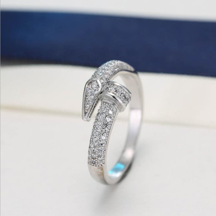 

925 silver open ring nail Diamond Sterling Silver Ring