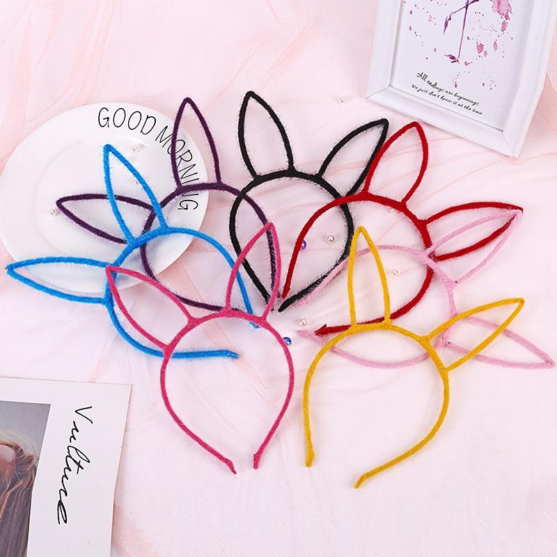 

Hair Accessories 10PCS 10CM 3.95 Inch Long Ears Velvet Fabric Wrapped Metal Headbands Faux Fur Devil Hairband For Holiday Party, Random colors