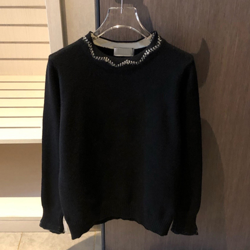 

Fashion Petal Designer Collar Autumn Winter Women' Sweater Crew Neck Warm Sweaters White Black Navy Blue 3Colors 70913F