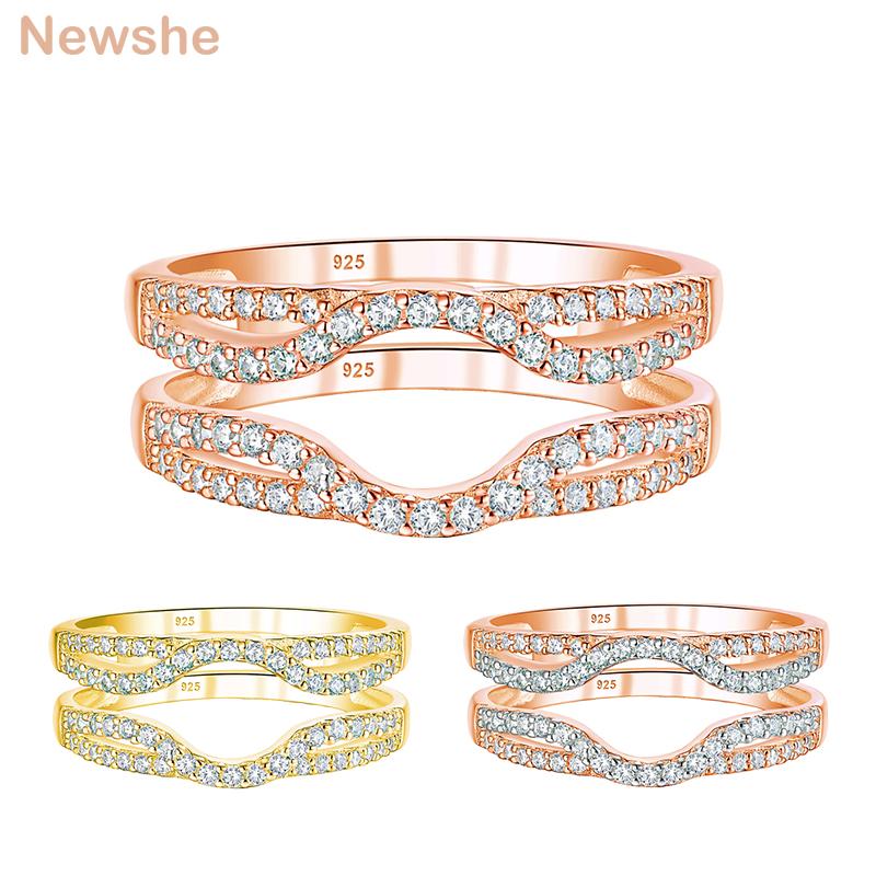 

Cluster Rings She Multi-tone Gold Color Hollow Wedding For Women Solid 925 Sterling Silver Enhancer Ring Round Cut CZ, Golden;silver