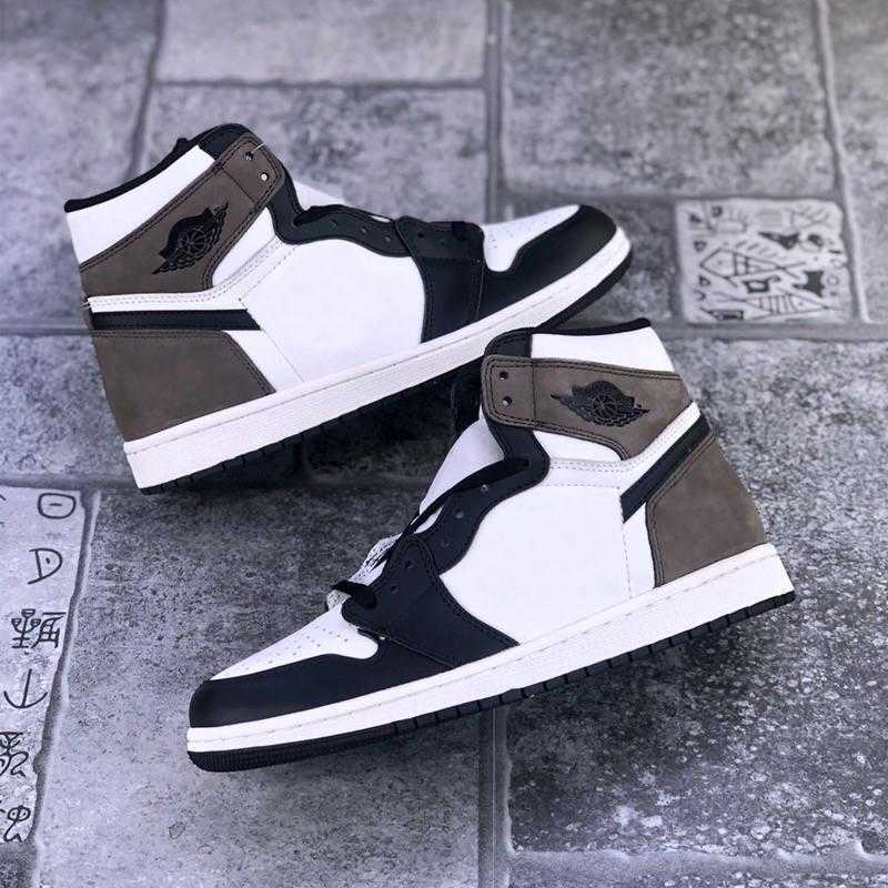 

High quality Jumpman Dark Mocha Shoes 1 top black lace-up basketball 1S OG men's and women's sneakers size US5.5-US13, #1