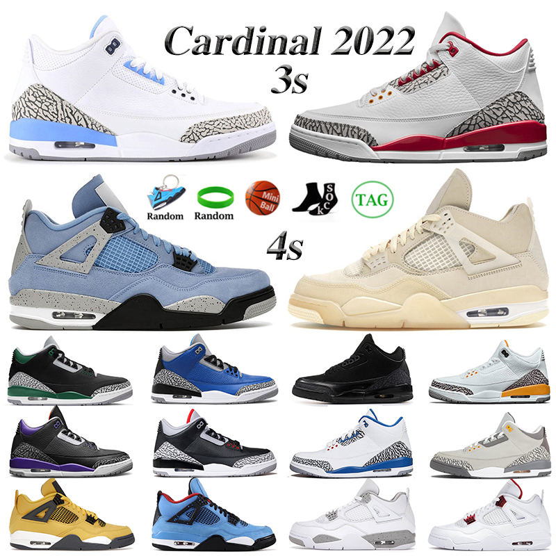 

women men basketball shoes 3s Cardinal 2022 4s Sail Red Thunder White Oreo Racer University Blue Pine Green UNC Cool Grey mens trainers sports sneakers, 10