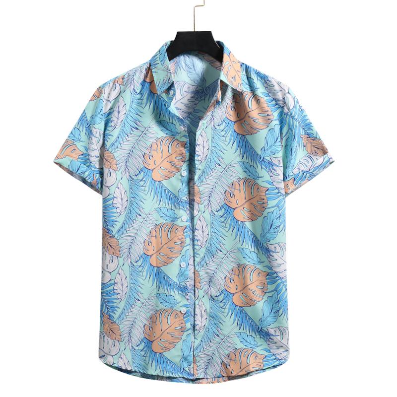 

Men's Casual Shirts 40# 2021 Hawaiian Beach Flower Shirt Personality Linen Short Sleeve Loose Button Brand Men Vacation Chemise, White;black