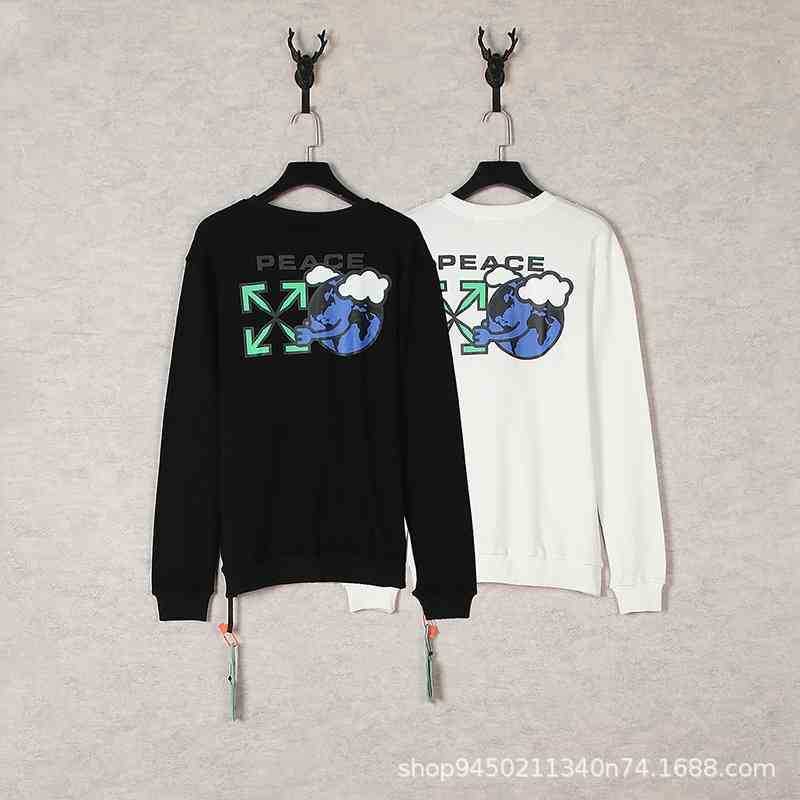 

hoodies2021 autumn winter off new arrow letters casual round neck Pullover Terry sweater men' and women' hair, White