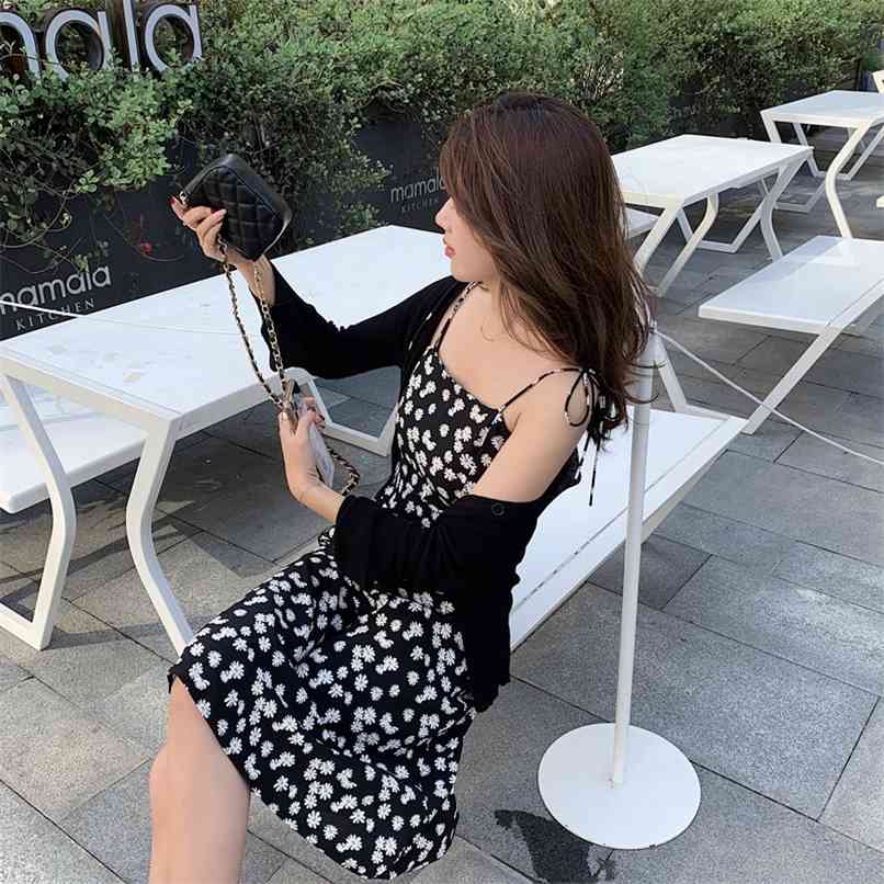 

Elegant dress female little daisy strap floral sling mini skirt summer and Korean fashion women's clothing 210520, Single cardigan