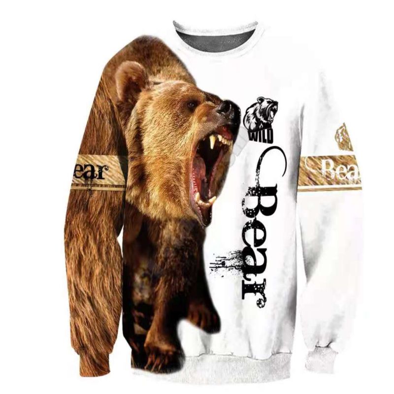 

Polar bear pattern men' 3D printed hoodie visual impact party top punk goth round neck high quality American sweatshirt hoodie, White