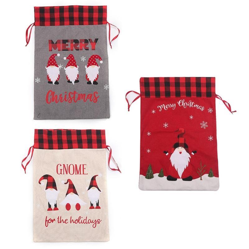 

Christmas Decorations M17D Candy Bag Big Treat Bags Xmas Gnome Drawstring Gift For Birthday Party Snack Wrapping Wedding Favor