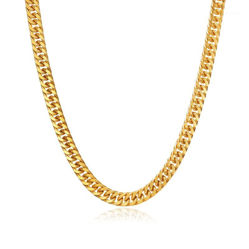 

Chains Cuban Chain Necklace For Men Women, Punk Stainless Steel Curb Link Chokers,Vintage Gold Color Collar Drop