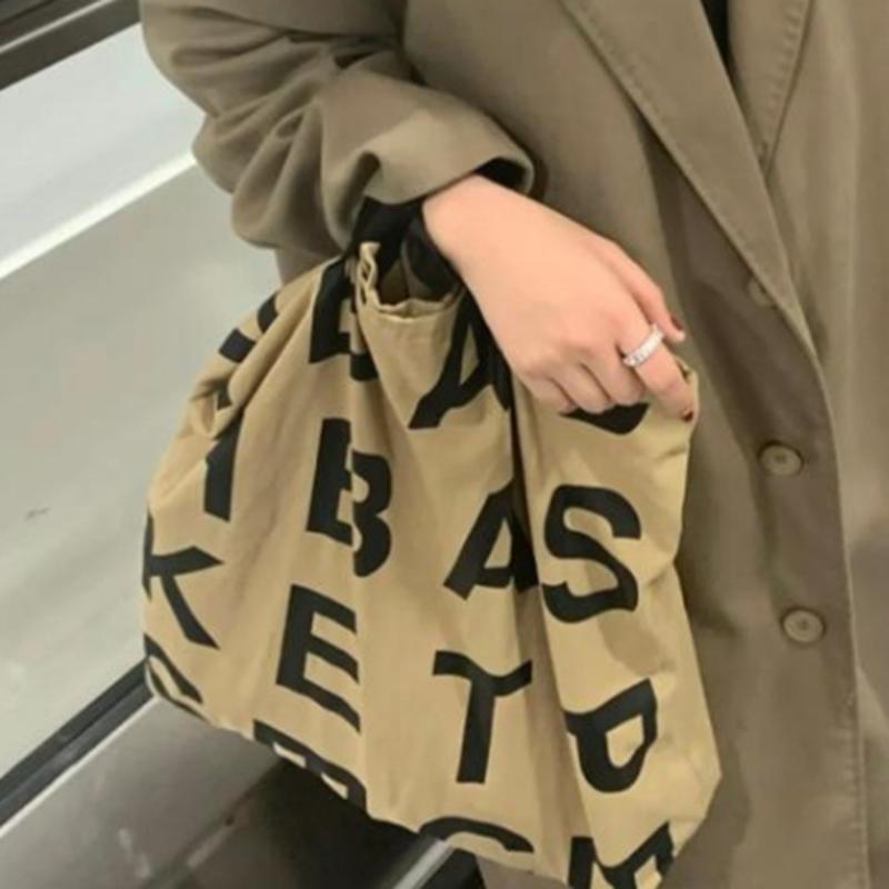 

Evening Bags Women Alphabet Canvas Shoulder Female Casual Letter Printed Tote Handbags Cloth Shopping School Bag