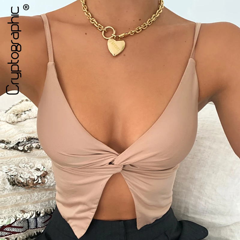 

Strap Camis Sexy Baless Summer Crop Top for Women Sleeveless Top Fashion Outfits Club Party Split Tops Basichigh quality, Khaki