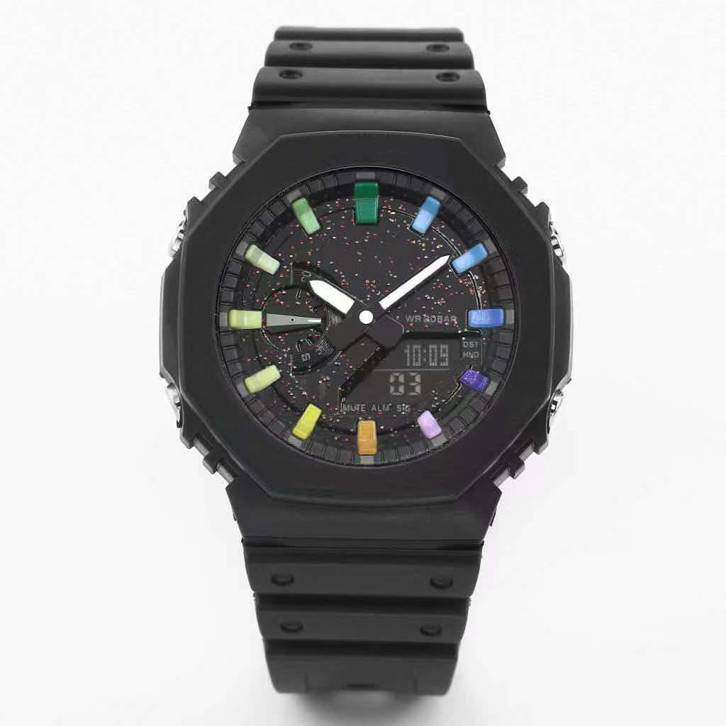 

Men's Quartz 2100 Watch Sports Digital Waterproof Watch LED Dual Display Small Hands Can Work New Color, Slivery;brown