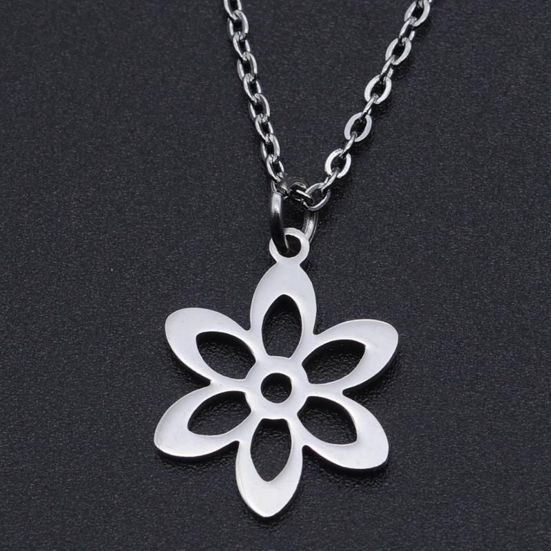 

Pendant Necklaces Flower Stainless Steel Charm Necklace For Women Dainty Drop Accept OEM Order Wholesale