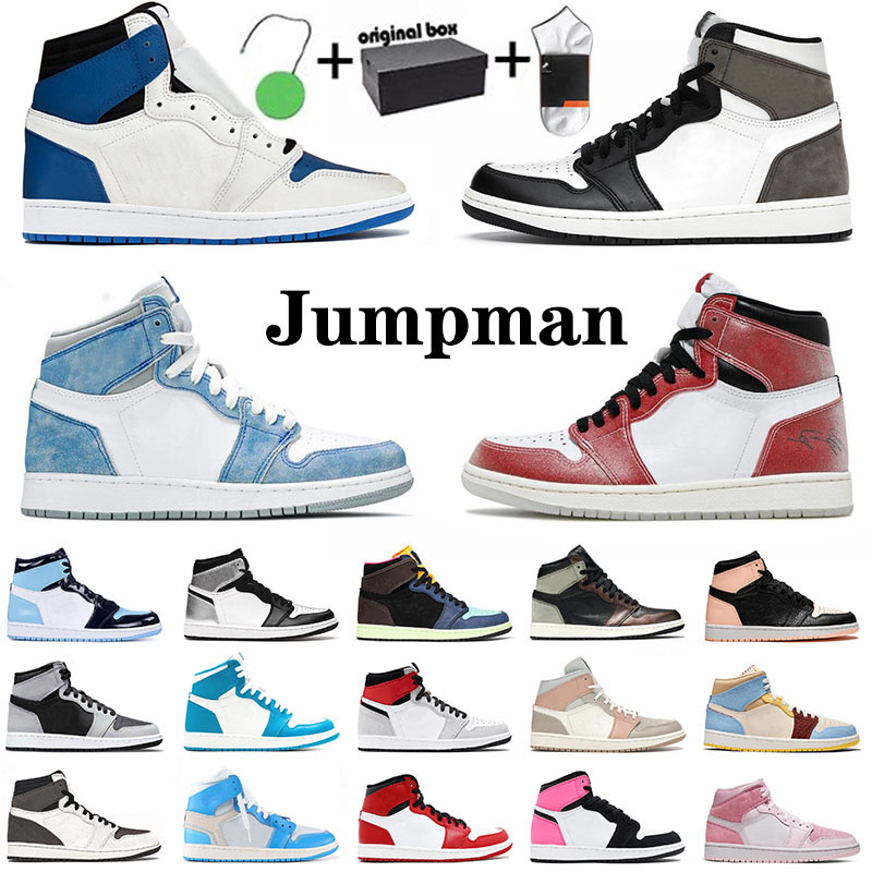 

With Box Jumpman 1 Mens Womens Basketball Shoes Hyper Royal University Blue High Dark Mocha 1s Mid Sneakers Obsidian Cactus Jack, 36-46 ts x fragment