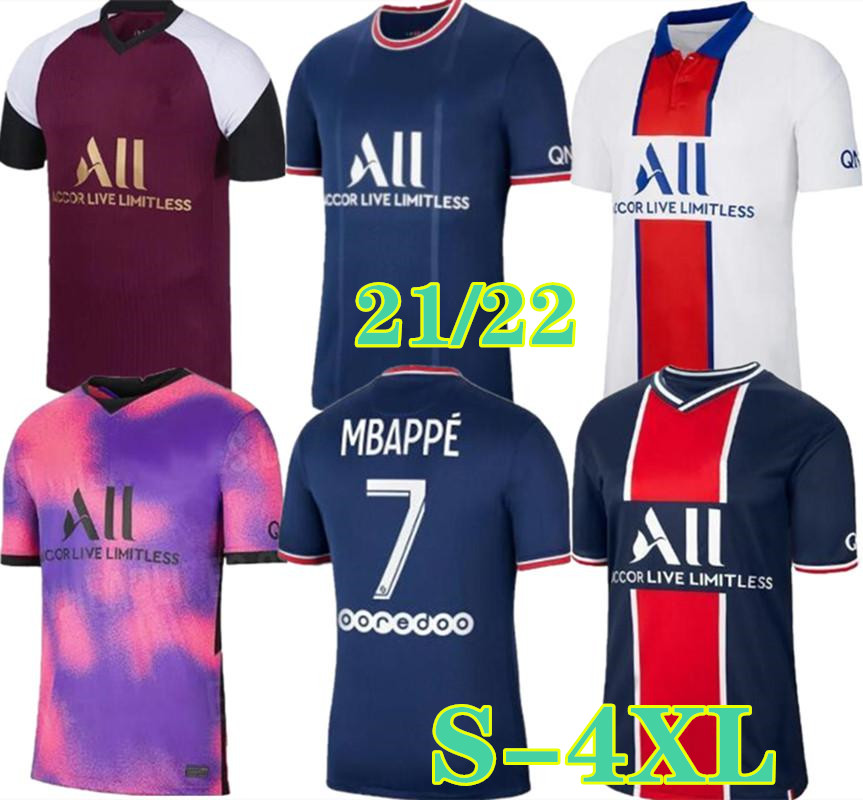 

size:-4XL 2021 22 Paris soccer jersey MBAPPE VERRATTI 20 21 MARQUINHOS KIMPEMBE DI MARIA KEAN football tops men shirt