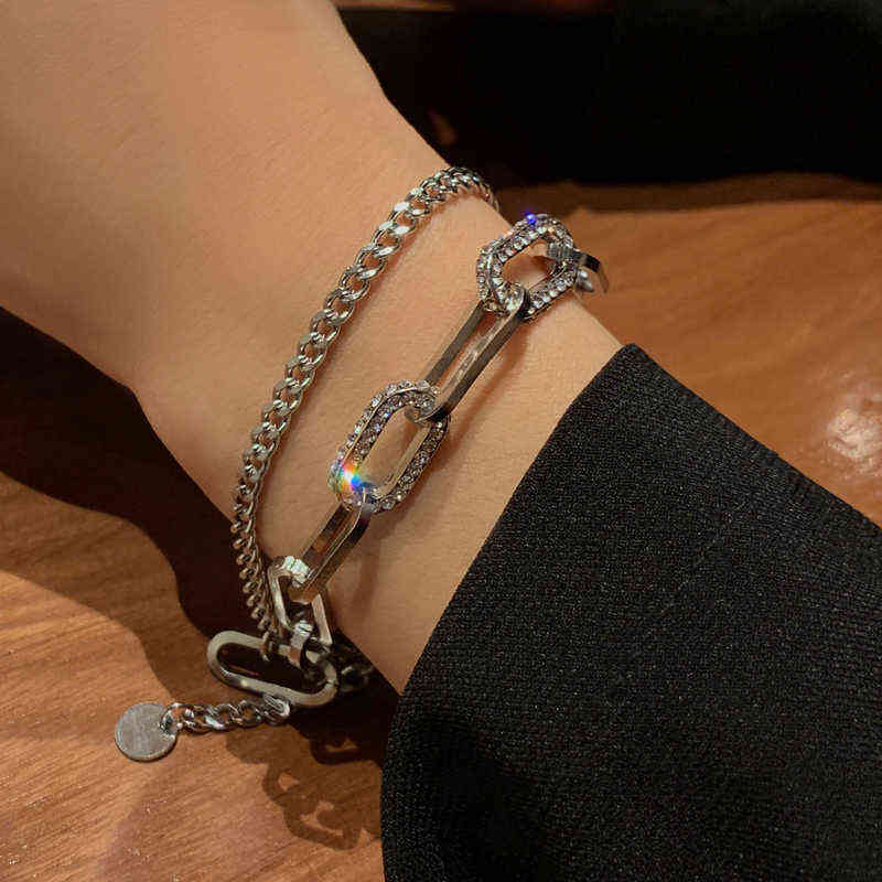 

Korean Fashion Thick Stainless Steel Bracelets Punk Cuban Link Chain Zirconia Women Bracelet Set Mens Jewellery 2021 New Gift