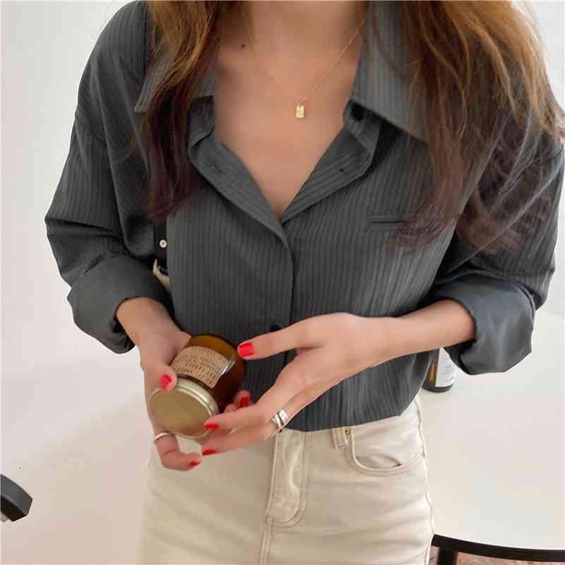 

Women's Blouses & Shirts -Autumn Female Casual Striped Vintage office Fashion shirts Big Standard bl9129 8ZE1, 1# shoe box