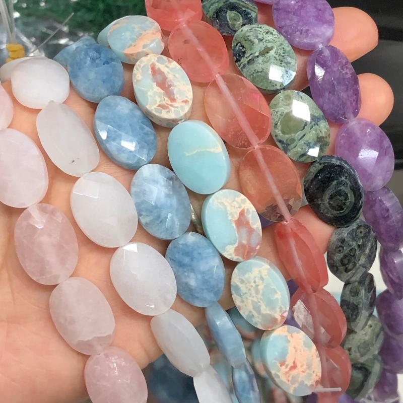 

Other 13X18mm Natural Faceted Oval Aquamarines Amethys Labradorite Loose Spacer Beads For Jewelry Making Diy Bracelet Necklace Pendant