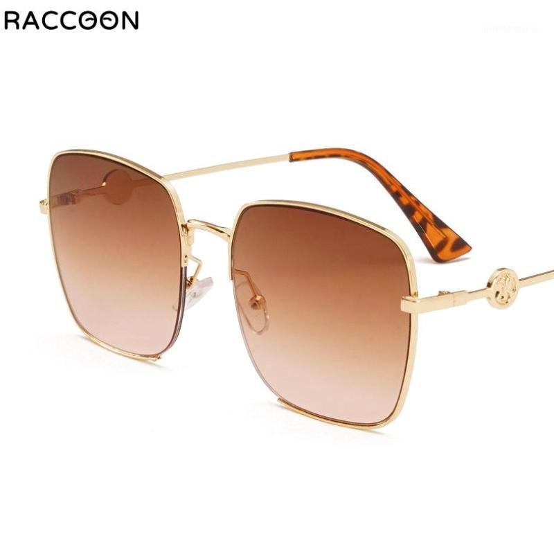 

Sunglasses Purple Lens Square Fashion Luxury Brown Shades For Women Metal Frame Gradient 2021 Designer Eyewear Glasses UV400