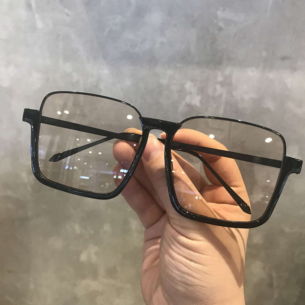 

Korean version ins lower half frame glasses men's champagne Sunglasses Women's fashion street po big square face, White;black