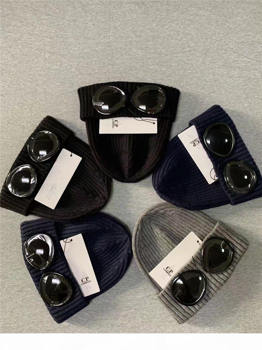 

two glasses goggles beanies men autumn winter thick knitted skull caps outdoor sports hats women uniesex beanies black grey, Navy blue