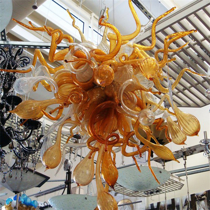 Contemporary Lamps Decoration Led Lighting Crystal Chandelier W80XH90 cm Modern Hand Blown Glass Spiral Chandeliers American Style-image-706595817