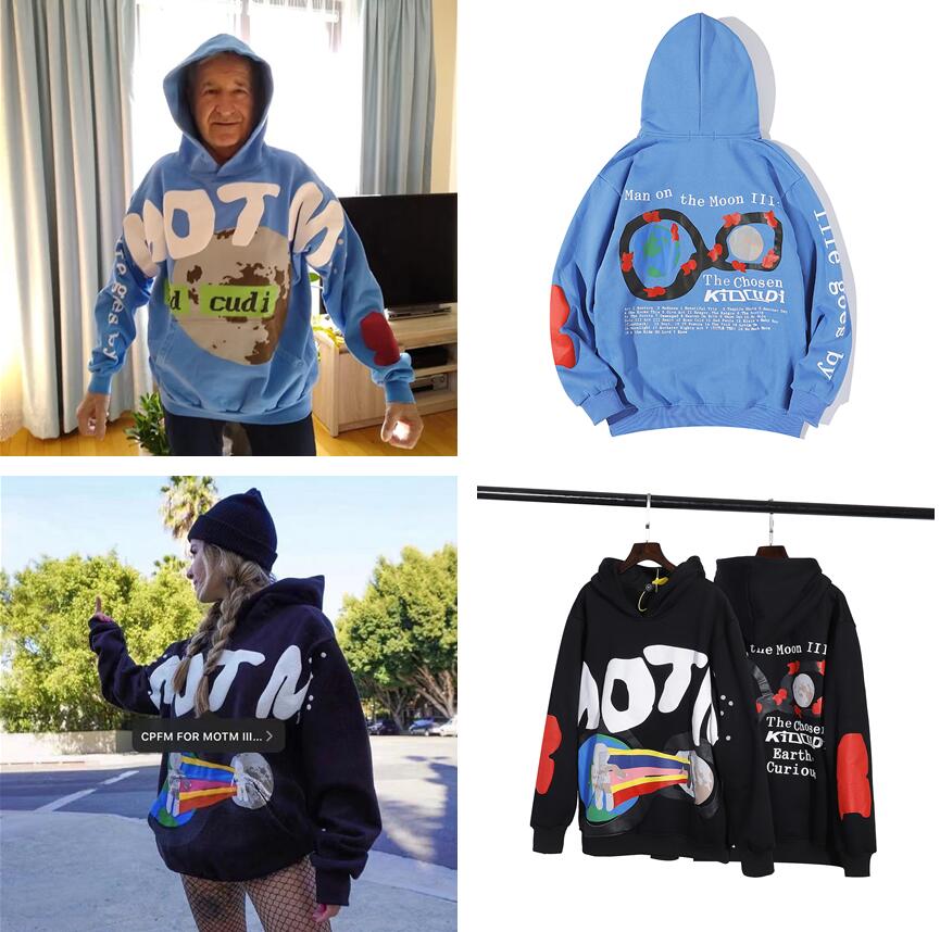 

Autumn Winter Kanye west mens hoodies Hip Hop Moons Man Foaming Hooded Sweater star same jacket CPFM KID CUDI CURIOUS hoodie on the moon III men and women Sweatshi, I need look other product