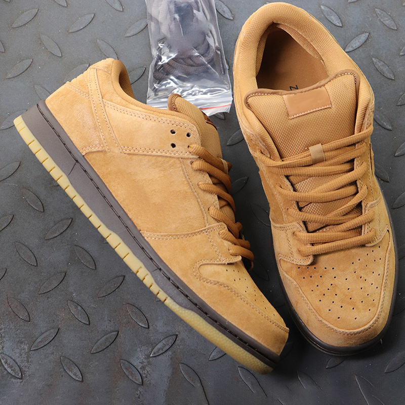 

Womens low dunk casual sneaker shoe classic Designer Independent Brand wheat colour sneakers board shoes With Box