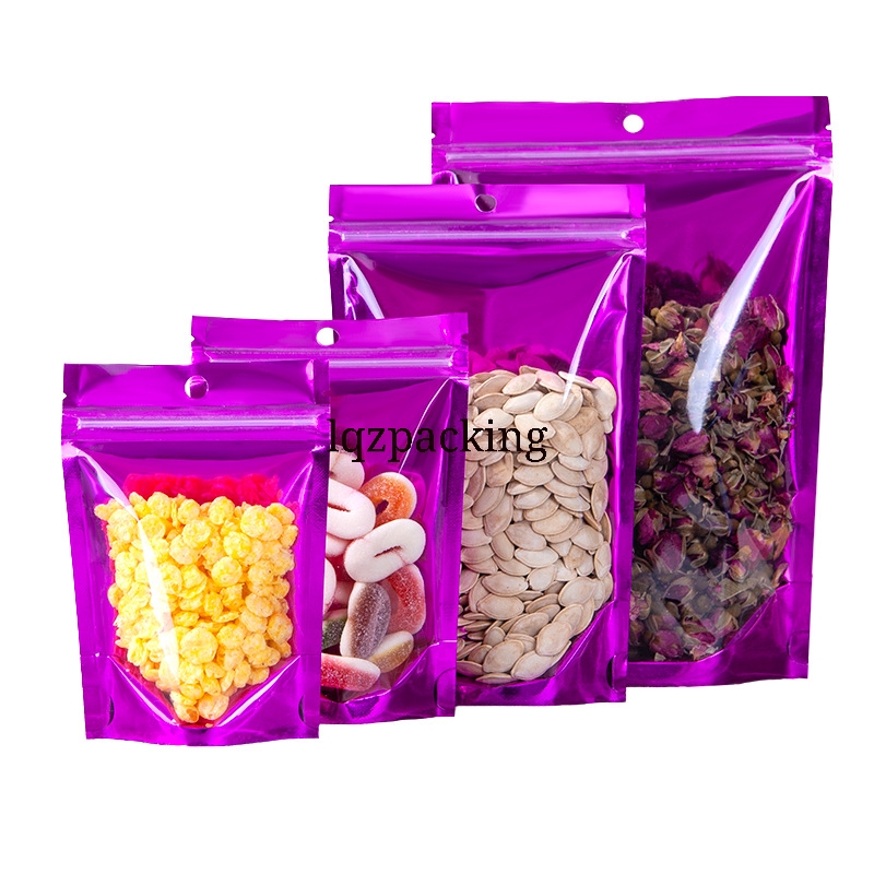 

Various Sizes Purple Stand up Pets Food Packaging Bags Resealable Dry Fruit and Flower Zip Lock Color Packing Pouches