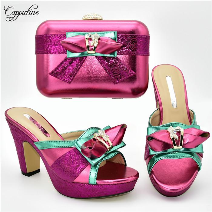

Dress Shoes Luxury Fuchsia Wedding/party African Matching With Purse Handbag Set 636-2 Heel Height 11cm, Blue