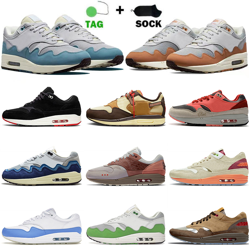 

2022 Authentic Patta Wave 1 87 Designer Mens Womens Running Shoes Monarch Saturn Golden Baroque Brown Noise Aqua White Gum Sports Sneakers Trainers With Socks, No#30 dark teal green 36-45