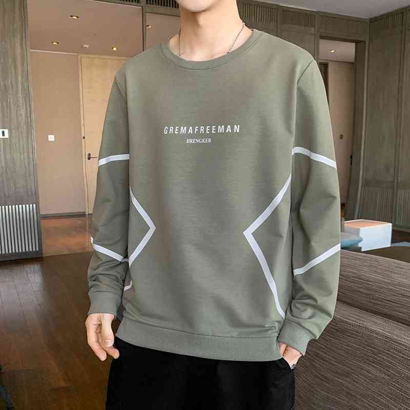 

2021 new sweater loose round neck long sleeve t-shirt fashion brand men's bottomed shirt autumn winter coat, 003 white