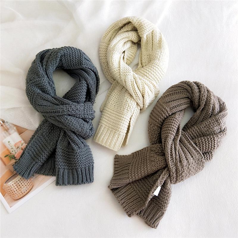 

Scarves Knitting Wool Long Solid Color Couple Knitted Scarf Neck Warmer Soft Thicken Autumn Winter Female Shawl Wraps Keep Warm