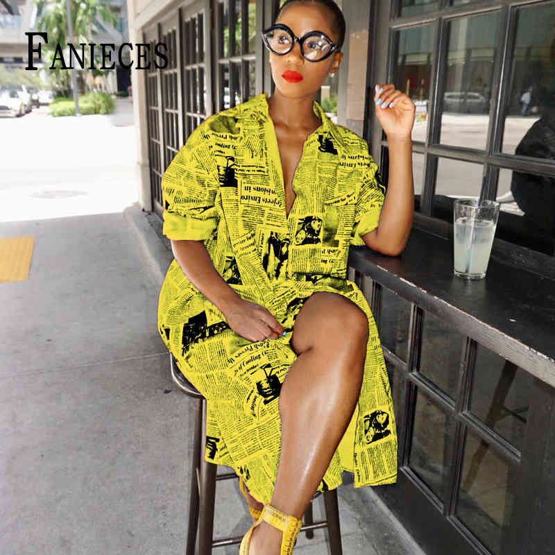 

Ladies spaper Print Spring Autumn Long Dress Woman loose Sleeve Shirt Dresses Vestido de mujer femme robe 210520, White