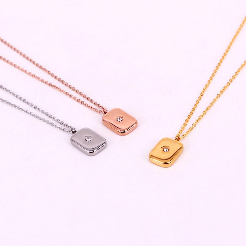 

Pendant Necklaces Fashion Stainless Steel Rose Gold Color Lover Crytsal Square Star Necklace Women Lady Girl Party Gift