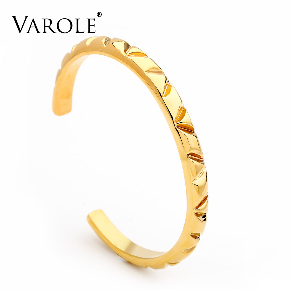 

VAROLE Minimalism Concave Bracelet For Women Gold Color Bangles Fashion Jewelry Friends Gifts Pulseras