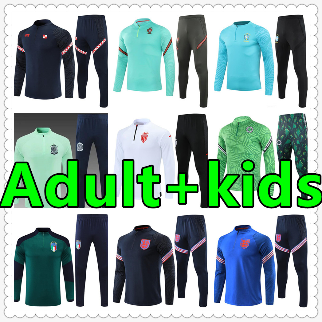 

Jerseys Adult and kids kit 21 22 Football tracksuit Soccer Jersey Survetement de foot chandal futbol retro player version, Black